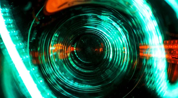 Üvegfelületről Visszaverődő Elvont Retro Neon Fények — Stock Fotó