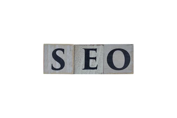 Деревянные Кубики Показывающие Буквы Seo Search Engine Optimization Белом Фоне — стоковое фото