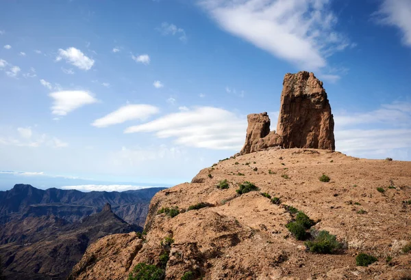 Scenic View Roque Nublo Blue Sky Gran Canaria Spain — Stock Photo, Image