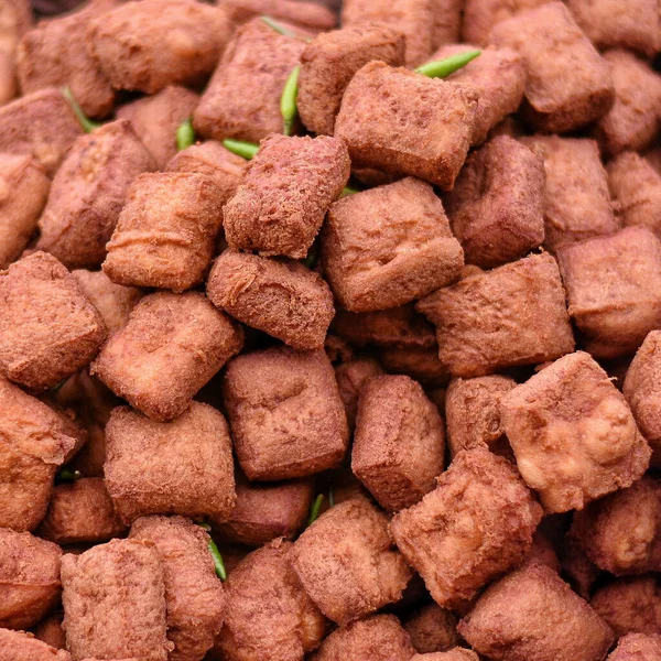 Closeup Indonesian Crispy Fried Tofu Green Chili Pepper — Stock Photo, Image