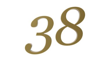 38 altın numara 3d illüstrasyon çizimi