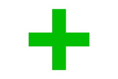 Beyaz arka planda açık yeşil bir haç