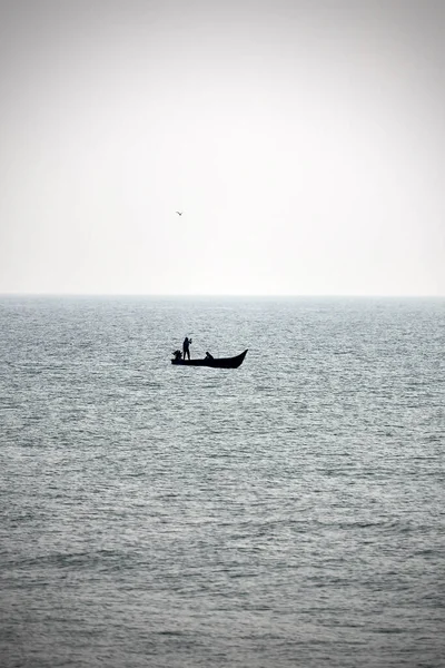 Eine Silhouette Von Fischern Die Golf Von Bengalen Fischen Pondicherry — Stockfoto