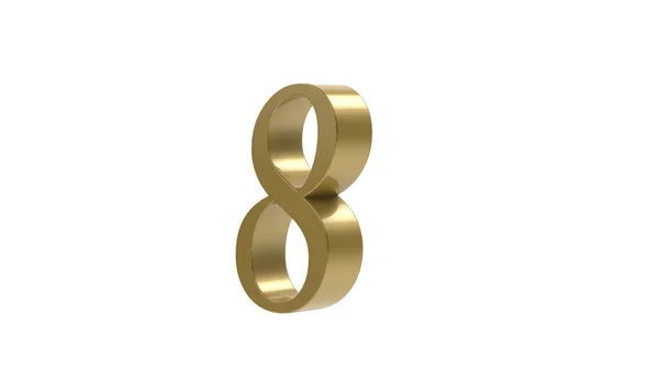 Gold Number Eight Illustration Render — Stock Photo, Image