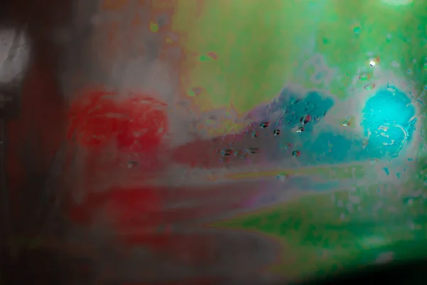 Abstrakt Textur Med Färgglada Oljefärger Vått Glas — Stockfoto