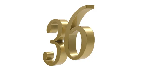 Thirty Six Gold Number Illustration Render — Stock Photo, Image