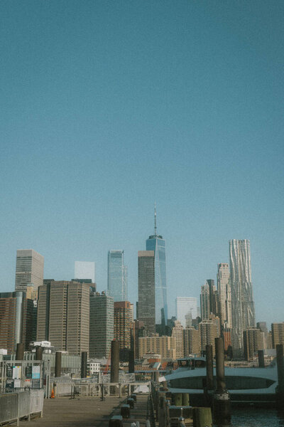 A vertical shot of a cityscape