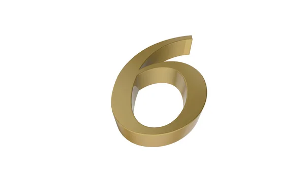 Gold Six Number Illustration Render — Stock Photo, Image