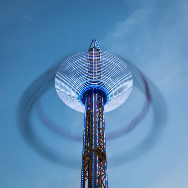 Light Trails Flying Chair Ride Giles Fair Oxford — Stock Photo, Image