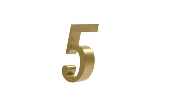 Five Gold Number Illustration Render — Stock Photo, Image