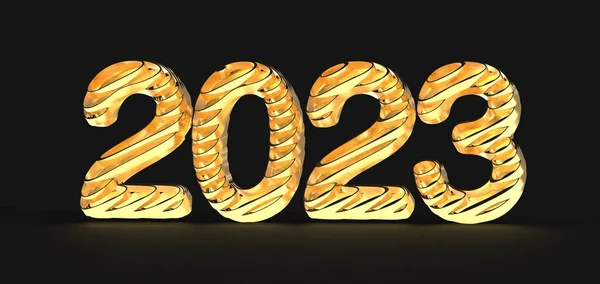 Een Weergave Van Jaar 2023 Geïsoleerd Een Zwarte Achtergrond — Stockfoto