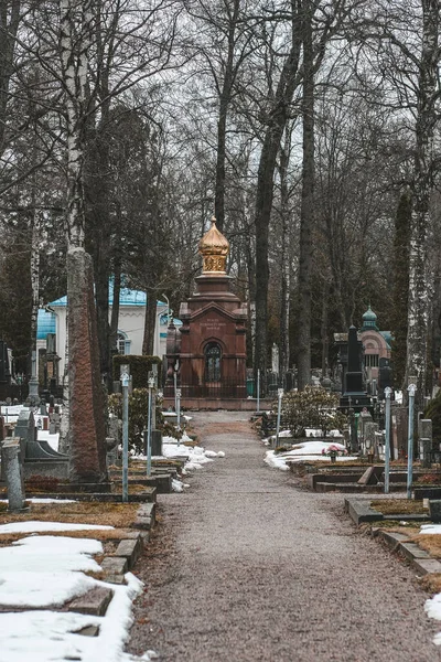 Een Closeup Van Graven Orthodoxe Hietaniemi Begraafplaats Finland — Stockfoto