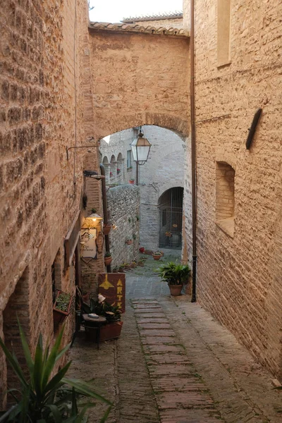 Vertical Shot Narrow Street Assisi Italy — Stock Photo, Image