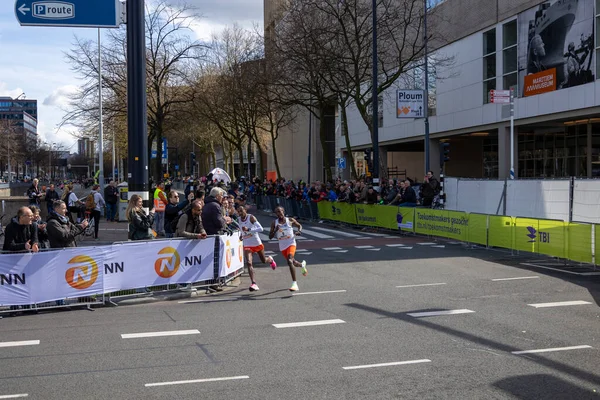 Marathon Rotterdam 2022 Abdi Nageeye Leul Gebreselassie Laatste Bocht — Stockfoto