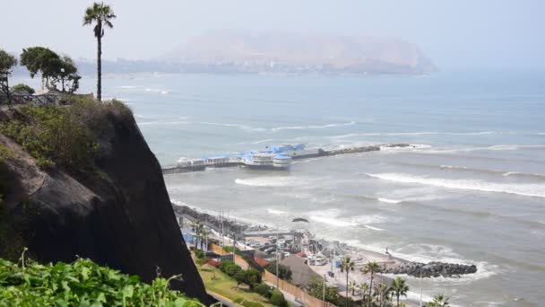 Veduta Della Costa Miraflores Distretto Nel Sud Lima Perù — Video Stock