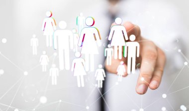 Arkaplandan bir kişinin elinin değdiği bir ağ grafiği