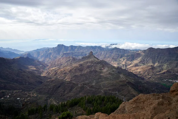 Uma Bela Vista Natureza Roque Bentayga Preservar Nas Ilhas Canárias — Fotografia de Stock