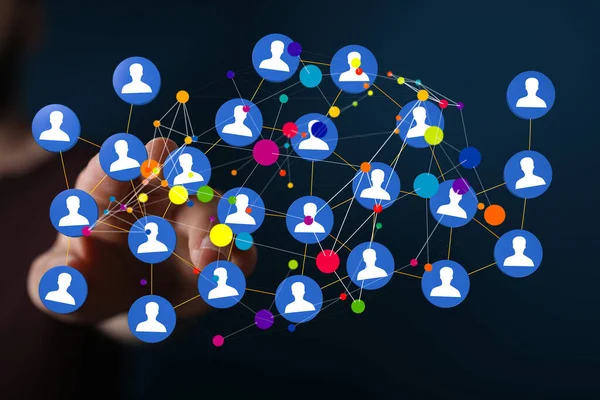 Uma Renderização Comunicação Equipe Símbolos Abstratos Conexão Rede Social Uma — Fotografia de Stock