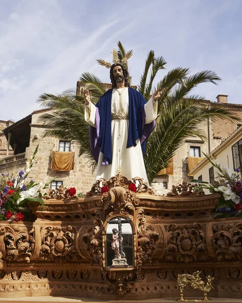 렌시아 그리스도의 조각상 야자나무에 반대하는 스페인 — 스톡 사진