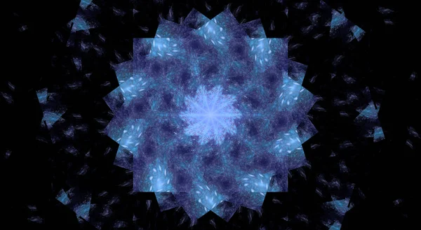 Digital Render Beautiful Exquisite Blue Fractal Patterns Rotating Circular Star — Stock Photo, Image