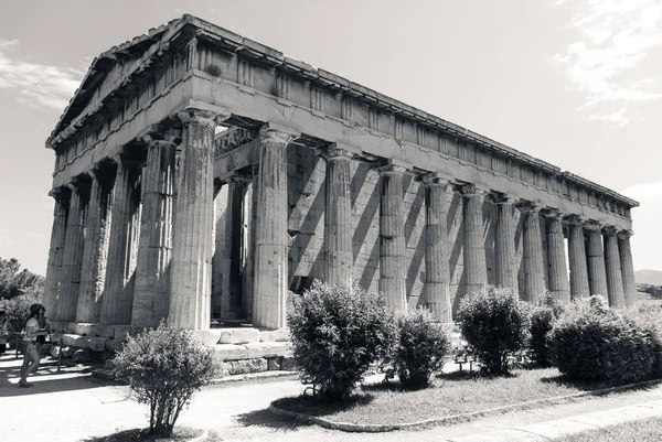 Eine Graustufenaufnahme Des Tempels Des Hephaistos Athen Griechenland — Stockfoto