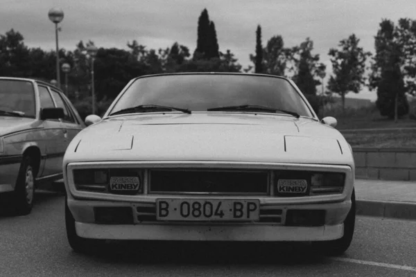 Grayscale Shot Classic Sports Car Street Matra Bagheera — Stock Photo, Image