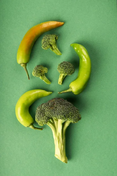 Vertical Shot Vegetables Green Background — Stock Photo, Image