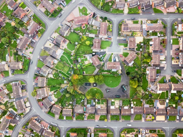 Aerial View Traditional Housing Estate England Looking Straight Satellite Image — Stock Photo, Image
