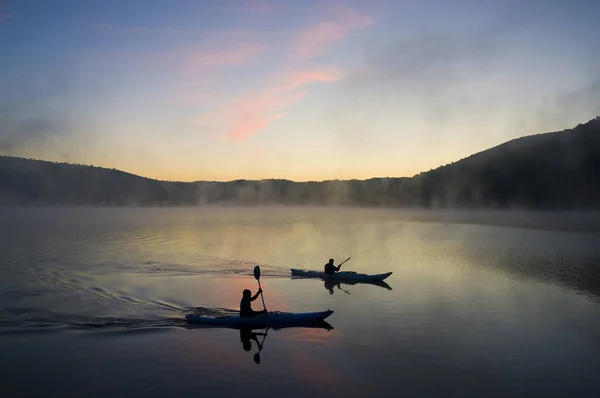 Aerial View Kayaking Trip Tagus River Central Spain Sunset — Stock Photo, Image