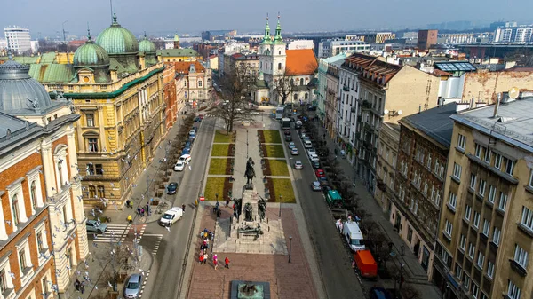 旧ポーランドの都市クラクフの空中写真 — ストック写真