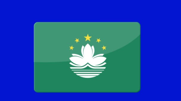 Eine Digitale Aufnahme Der Flagge Macaus Die Auf Einem Blauen — Stockvideo