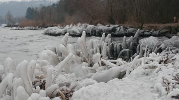 Pohled Zamrzlé Jezero Biel Zimním Chladném Počasí — Stock video