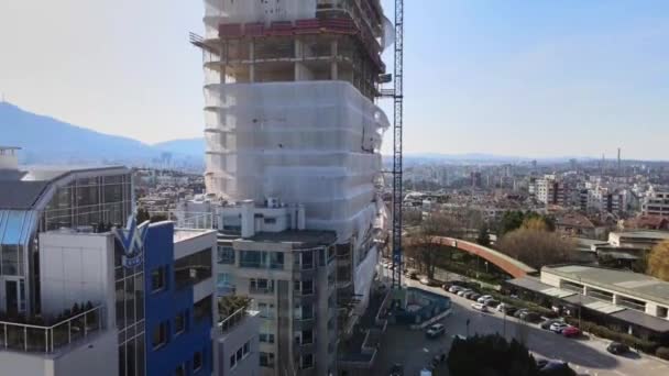 Costruzione Grattacielo Sofia Bulgaria Quartiere Lozenets Situato Una Zona Urbanistica — Video Stock
