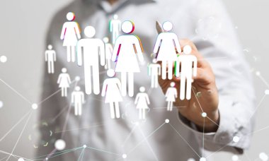 Arkaplandan bir kişinin elinin değdiği bir ağ grafiği