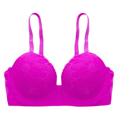 Bralette, beyaz arka planda pembe dantelli sütyen, izole.