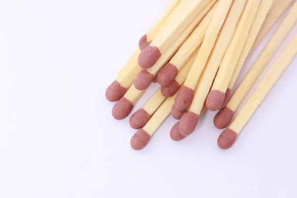 Closeup Match Sticks Isolated White Background Copyspace — Stock Photo, Image