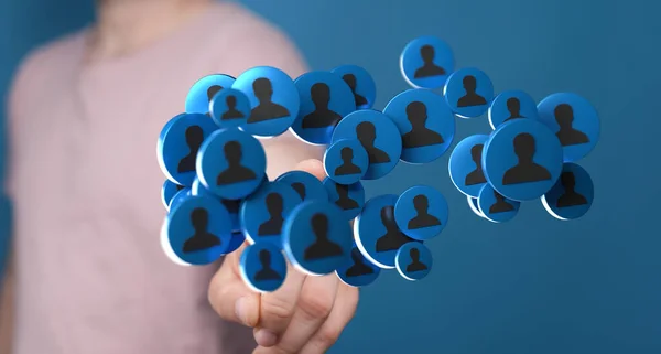Uma Renderização Comunicação Equipe Símbolos Abstratos Conexão Rede Social Mão — Fotografia de Stock