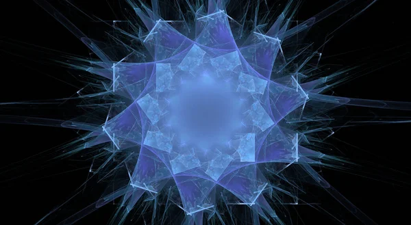 Digital Render Beautiful Exquisite Blue Fractal Patterns Rotating Circular Star — Stock Photo, Image