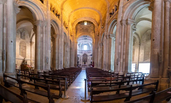 Fisheye Shot Empty Lisbon Cathedral Interior Portugal — Stock Photo, Image