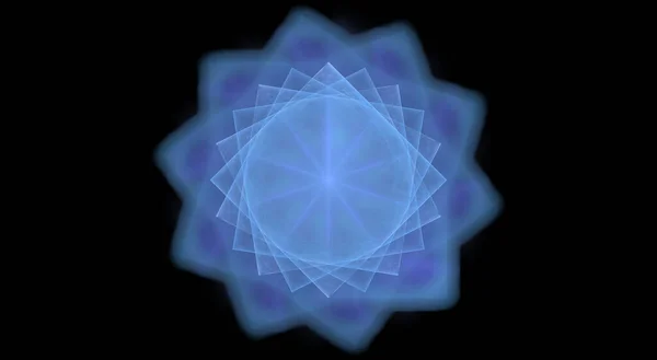 デジタルレンダリング滑らかなエネルギーラインと円形と星の形成を回転美しい 絶妙な青のフラクタルパターン — ストック写真