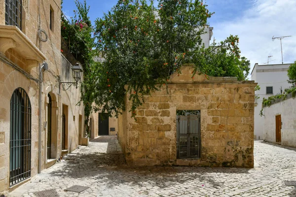 Narrow Street Old Houses Historic Center Otranto Town Puglia Italy — Stockfoto