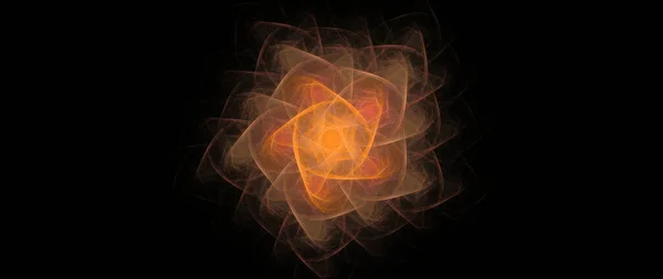 デジタルレンダリング美しい絶妙な対称回転フラクタル動的エネルギー線と滑らかな流れる色 — ストック写真