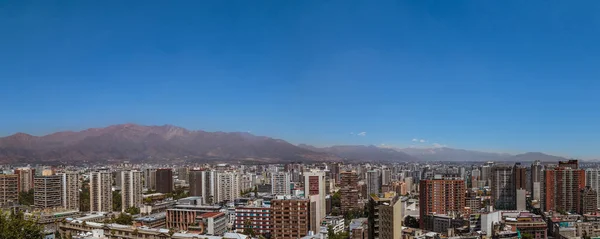 Panoramautsikt Över Santiago City Omgiven Andernas Bergskedja Chile — Stockfoto