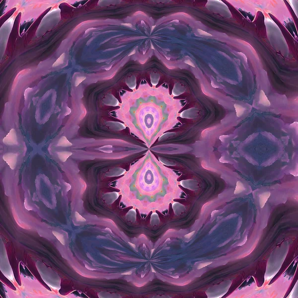 Μια Αφηρημένη Απεικόνιση Ενός Μοτίβου Καλειδοσκοπίου Μωβ Και Ροζ Χρώματα — Φωτογραφία Αρχείου