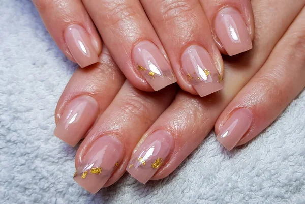 Gel Getrokken Nagels Professionele Manicure — Stockfoto