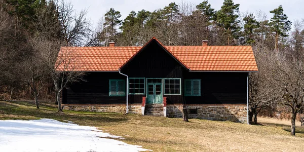 Een Foto Van Een Huis Tuin Met Bomen Het Platteland — Stockfoto