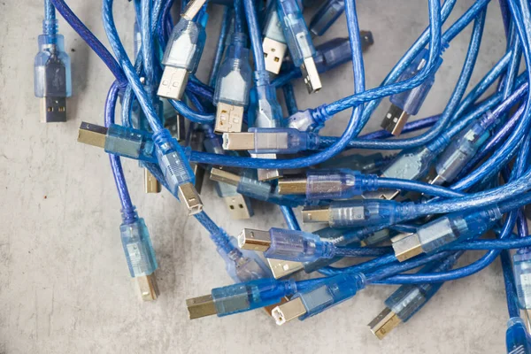 Closeup Tangled Blue Wires — Stock Photo, Image
