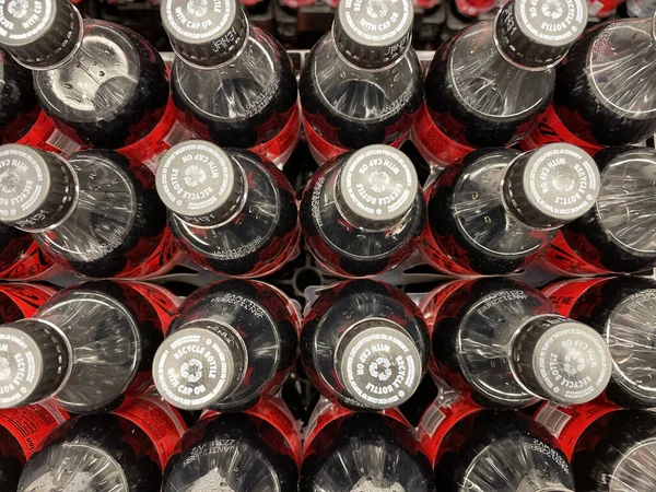 Top View Shot Soda Drinks Bottles Box — Stock Photo, Image