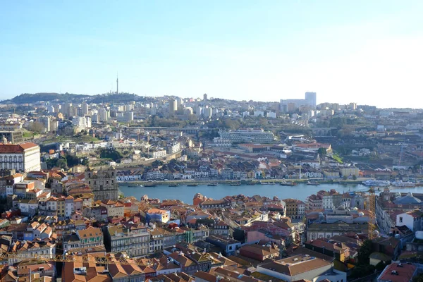 Flygbild Stadsbild Portugal Med Vackra Arkitektoniska Byggnader Solig Dag — Stockfoto