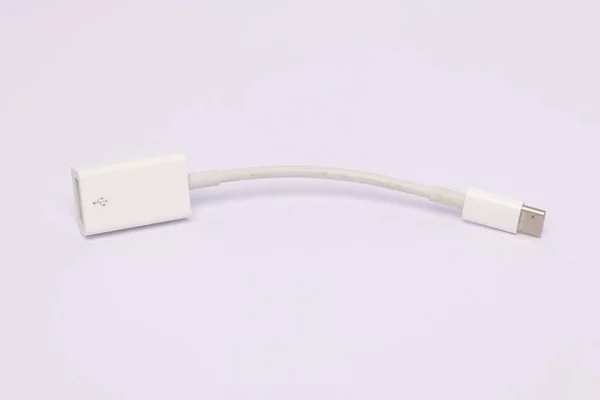 Közelkép Egy Usb Usb Adapter Izolált Fehér Alapon Copyspace — Stock Fotó